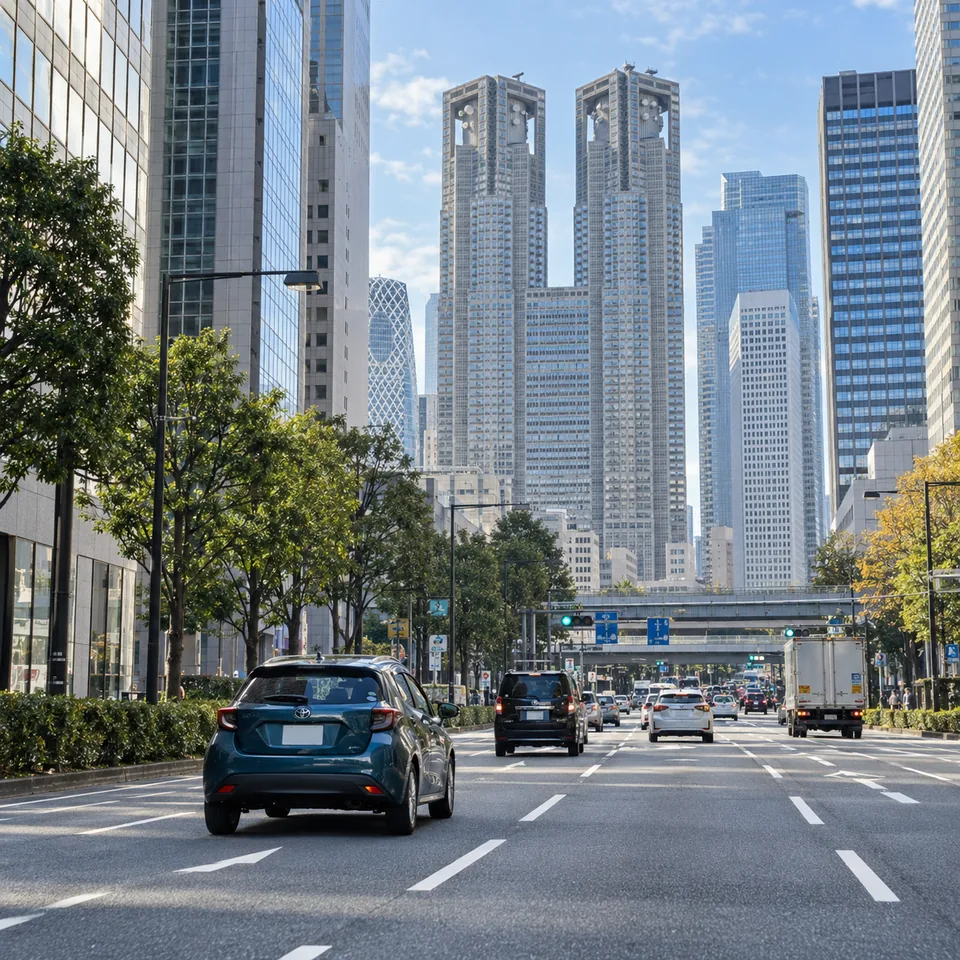東京都庁と西新宿の高層ビル街