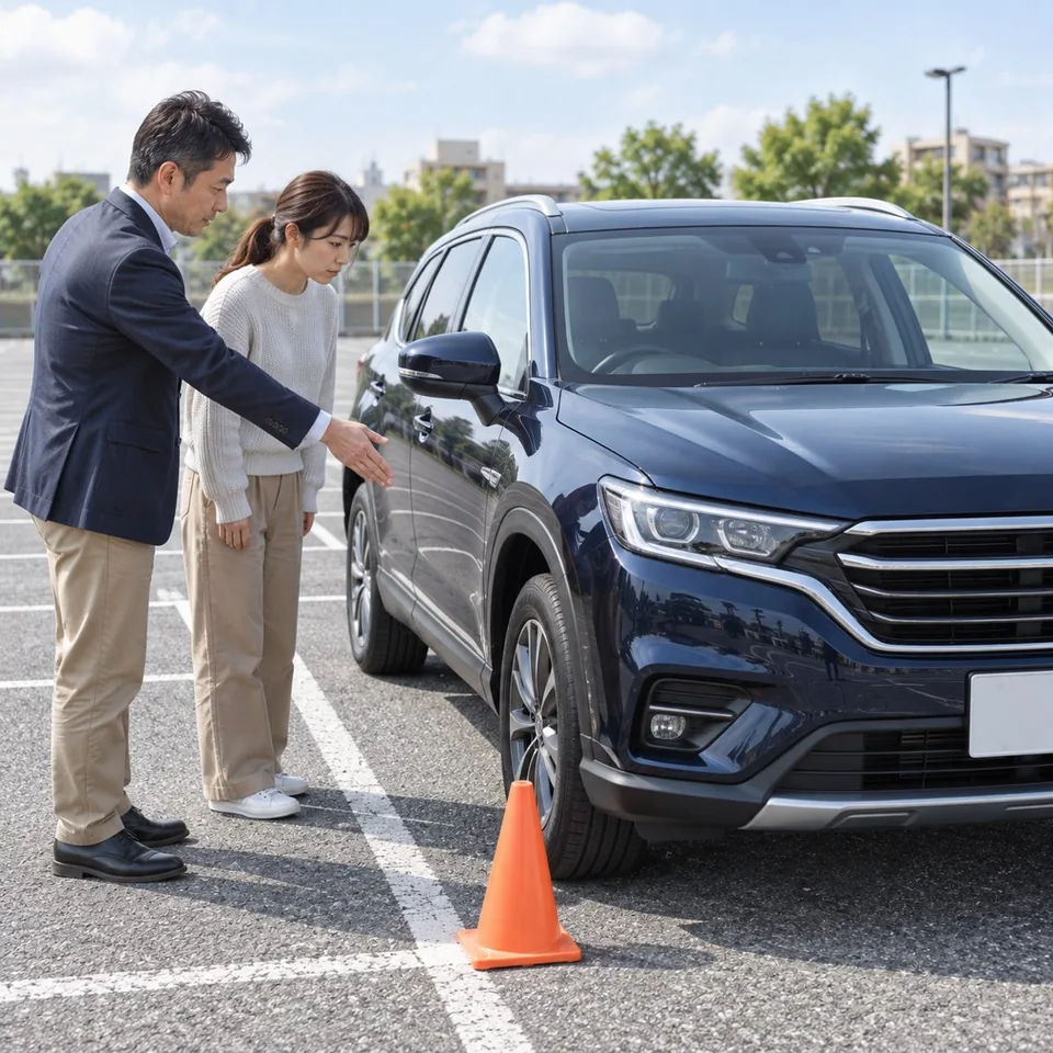 SUVの車幅感覚を確認