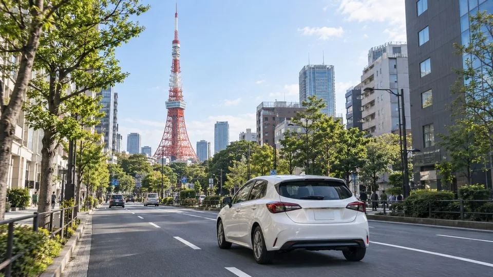 東京タワー周辺を走る都内観光ドライブ講習