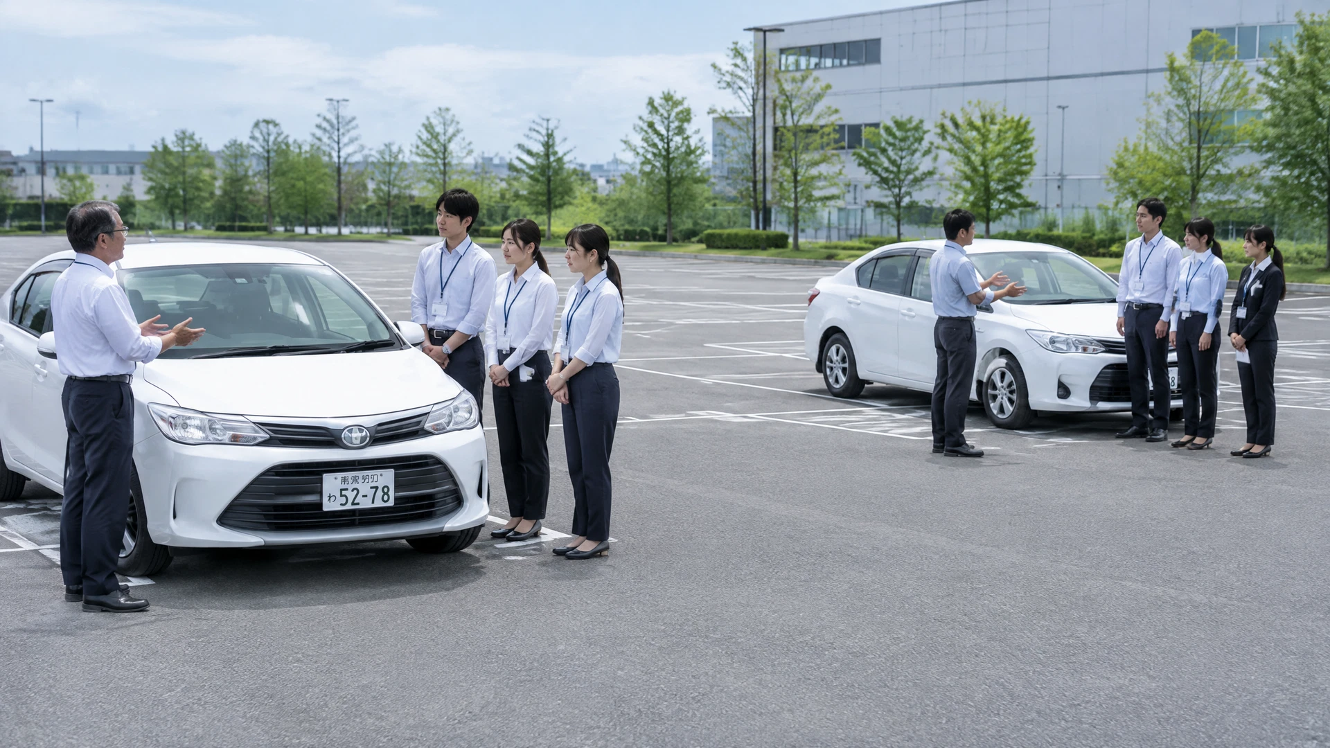 複数名の社員を対象に実施する社用車の実車研修