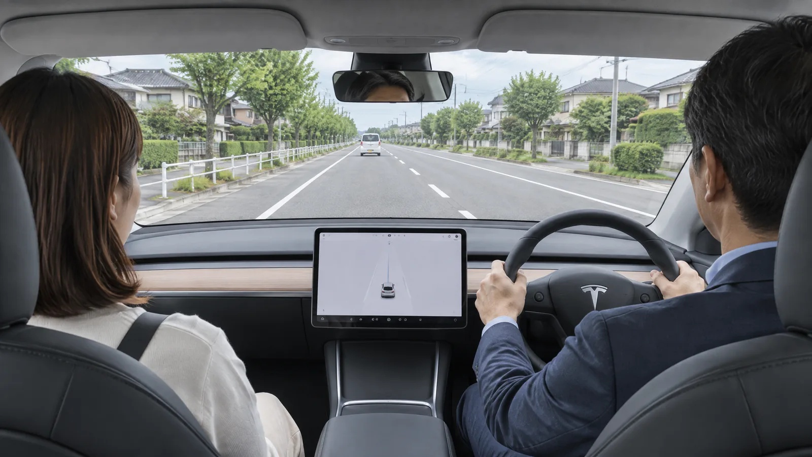 十分な車間距離を保ち前方を確認する一般道走行の生成イメージ