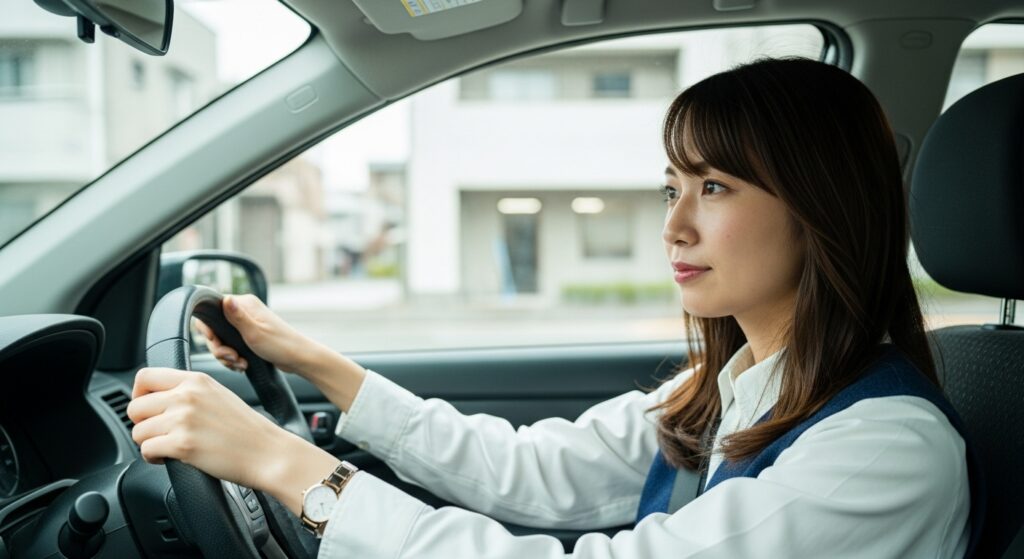 ハンドルを握る女性ペーパードライバー｜東京で運転再開に挑戦中（ハートフルドライビング）