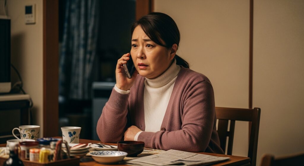 ペーパードライバー講習 FAQ 電話相談 ペーパードライバー講習について電話で不安を相談する女性