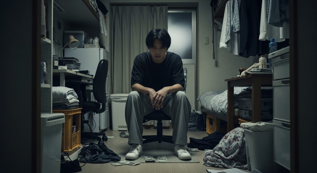 SUVや4WDの維持費に苦しむ若者｜ワンルームでお金に悩み落ち込む20代男性