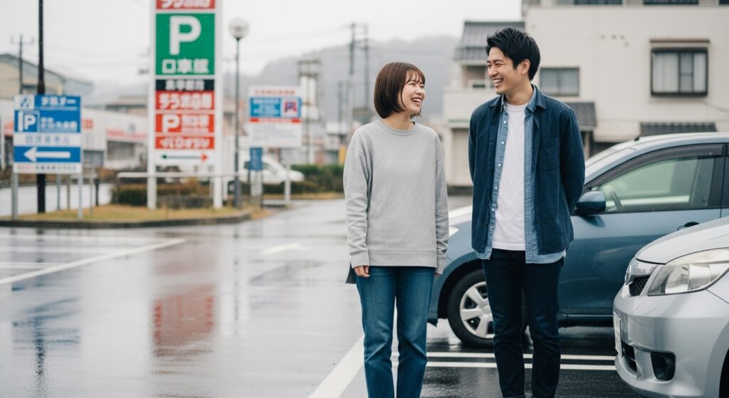「箱根旅行をきっかけに運転再開を決意する20代男性」 「都内在住の20代男性とマッチングアプリで出会った女性。箱根旅行をきっかけに、ペーパードライバーだった男性が運転再開を決意する場面」