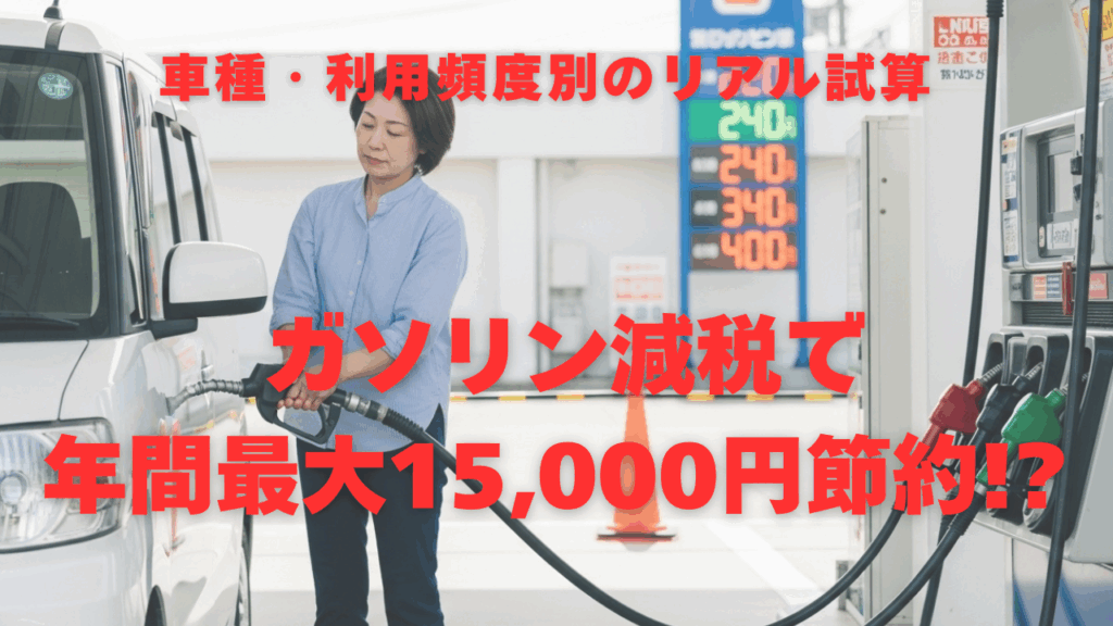 「ガソリン減税で年間最大15,000円節約!? 車種・利用頻度別のリアル試算」