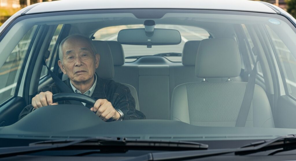 高齢男性が車を運転している様子｜免許返納とペーパードライバー講習に関する課題