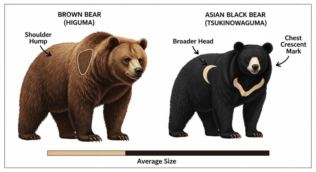 ヒグマとツキノワグマの違い比較図