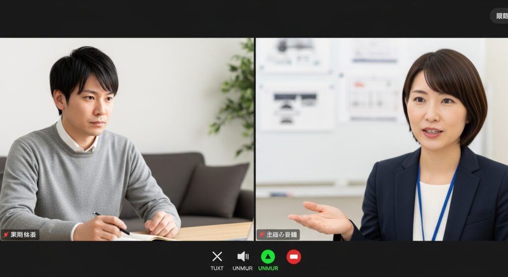 激安ペーパードライバー講習が自分に合うかどうかをオンライン相談で確認している様子。講師と受講希望者がビデオ通話で話し合っているシーン。